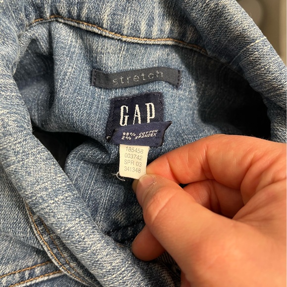 Vintage GAP Denim Chore Jacket Women’s Large 2000s Y2K Jean Jacket Stretchy Blue - Picture 4 of 4